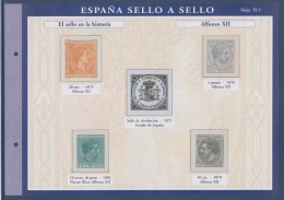 = Sello A Sello Espagne Bloc 5 Timbres Neufs Retirage El Sello En La Historia Alfonso XII Hoja H-5 Feuillet 427692 - Blocs & Hojas