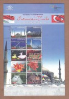 AC - TURKEY BLOCK STAMP - INDONESIA - TURKEY JOINT SOUVENIR SHEET MOSQUE, FLOWER, CAT MNH 24 OCTOBER 2008 - Blokken & Velletjes