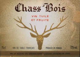 ETIQUETTE De VIN " CHASS'BOIS 12° " - Vin Tuilé Et Fruité - 75cl - Très Bon Etat  - - Caccia