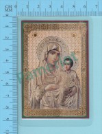 Image Madone Ortodoxe Russe ( Image Metalisé Or &amp; Argent Semble Etre La Vierge De Kazan )pieuse Holy Card Santini 2 - Images Religieuses