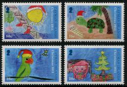 CAYMAN 2015 - Perroquet, Tortue, Arbre De Noël, Dessins D'enfants, Noël 2015 - 4v Neufs // MNH - Cayman Islands
