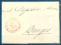 1853 , VITORIA , ENVUELTA CIRCULADA A BURGOS , BAEZA DE VILLAREAL EN ROJO. - ...-1850 Prephilately