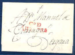 1830 , VITORIA , CARTA CIRCULADA A VERGARA , TIZÓN Nº 14 EN ROJO - ...-1850 Vorphilatelie