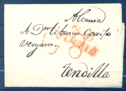 1831 , VITORIA , CARTA CIRCULADA A TENDILLA , TIZÓN Nº 18 EN ROJO - ...-1850 Voorfilatelie