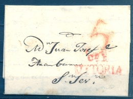 1818 , VITORIA , CARTA CIRCULADA A SAN FERNANDO , TIZÓN Nº 10 EN ROJO - ...-1850 Prephilately