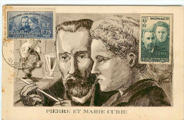 TRES RARE - 402 Et 167 - CARTE MAXIMUM PIERRE Et  MARIE CURIE < LABORATOIRE - CACHET PARIS Et MONACO -- 27-11-1938 - 1930-1939
