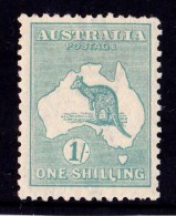 Australia 1920 Kangaroo 1 Shilling Blue-Green 3rd Wmk Die IIB Used - Listed Variety - Neufs