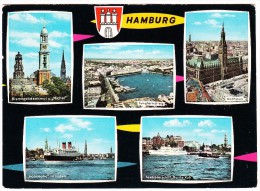 Hamburg - Mehrbild- 1964: U.a. Dampfer  'Hanseatic', Seebäderschiff 'Bunte Kuh' - Mitte