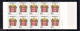 Monaco Carnet  1   Daté Armoiries Non Plié Neuf ** TB  MNH Sin Charnela  Faciale 3.35 - Carnets