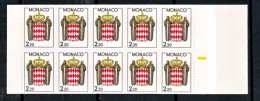Monaco Carnet  1   Repère Jaune Non Plié Armoiries Neuf ** TB  MNH Sin Charnela  Faciale 3.35 - Carnets