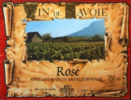 ETIQUETTE De VIN  " VIN De SAVOIE ROSE " - Appellation Contrôlée 12° - 75cl - Décollée Bon Etat  - - Roséwijn