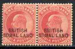 Somaliland 1903 KE7 Opt At Bottom On 1a Horiz Pair, One With 'SOMAL LAND' Variety - Somaliland (Protettorato ...-1959)