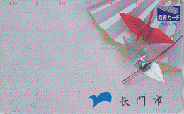 Carte Prépayée Japon - Jeu ORIGAMI - Cocotte En Papier & Eventail - Crane Paper Bird & Fan Japan Prepaid Tosho Card - 28 - Jeux