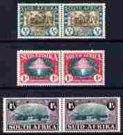 South Africa 1939, Huguenot 6val (3 Se-tenant Pairs) In Fine Mounted Mint Horiz Pairs - Unused Stamps