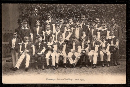 CPA ANCIENNES- FRANCE- PREMIERE COMMUNION- GROUPE DE COMMUNIANTS PATRONAGE STE-CLOTILDE EN 1908 - Comunioni