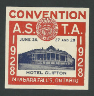 C2-11 CANADA 1928 Niagara Falls American Surgical Trade Association MHR - Werbemarken (Vignetten)