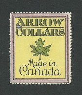 C3-19 CANADA Arrow Collars Advertising Poster Stamp MHR Maple - Vignette Locali E Private