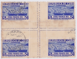 1936-175 CUBA. REPUBLICA. 1936. Ed.281CH. 5c ZONA FRANCA MATANZAS. CENTRO DE HOJA CENTER OF SHEET. USED. - Oblitérés