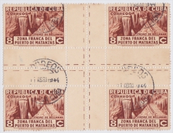 1936-176 CUBA. REPUBLICA. 1936. Ed.282CH. 8c ZONA FRANCA MATANZAS. CUEVAS CAVERN CENTRO DE HOJA CENTER OF SHEET.USED. - Oblitérés