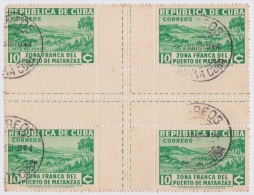 1936-179 CUBA. REPUBLICA. 1936. Ed.283CH. 10c ZONA FRANCA MATANZAS. CENTRO DE HOJA CENTER OF SHEET. USED. - Oblitérés