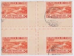 1936-181. CUBA. REPUBLICA 1936 Ed.287CH 10c ZEPPELIN MACON ZONA FRANCA MATANZAS CENTRO DE HOJA CENTER OF SHEET. USED. - Oblitérés