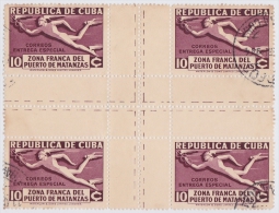 1936-183. CUBA. REPUBLICA 1936 Ed.290CH 10c MERCURIO ZONA FRANCA SPEC DELIVERY CENTRO DE HOJA CENTER OF SHEET. USED. - Oblitérés