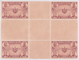 1942-148. CUBA. REPUBLICA 1942 Ed.349CH 2c DEMOCRACIA PERF CENTRO DE HOJA CENTER OF SHEET. MNG NO GUM. - Ungebraucht