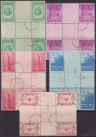 1942-155. CUBA. REPUBLICA 1942 Ed.348-52CH DEMOCRACIA PERF SET CENTRO DE HOJA CENTER OF SHEET. USED. - Oblitérés