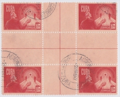 1943-45. CUBA. REPUBLICA 1943 Ed.362CH 3c RETIRO DE COMUNICACIONES CENTRO DE HOJA CENTER OF SHEET. USED. - Gebruikt