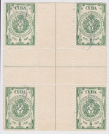 1945-40. CUBA. REPUBLICA 1945 Ed.376CH 1c SOC ECONOMICA AMIGOS DEL PAIS CENTRO DE HOJA CENTER OF SHEET. USED - Neufs