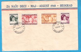 1940  418-21  KINDER JUGOSLAVIJA JUGOSLAWIEN  KINDERHILFE  USED - Storia Postale