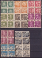 1953-156. CUBA. REPUBLICA. 1953. Ed.566-575. RETIRO DE COMUNICACIONES. COMPLETE SET BL 4, MNG, MH LIGERAS MANCHAS. - Unused Stamps
