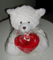 Ours Blanc En Peluche Avec Coeur Rouge - Osos