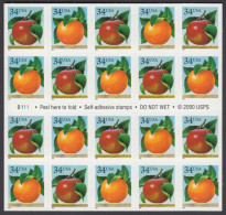 USA Sc# 3492b MNH BOOKLET(20) - Apple & Orange - 1981-...