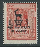 1944 OCCUPAZIONE TEDESCA EGEO PRO SINISTRATI GUERRA 20 CENT MNH ** - M52-3 - Egeo (Occup. Tedesca)