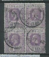 Sierra Leone 1921 - 1927 KGV 1d Die II Block Of 4 FU - Sierra Leone (...-1960)