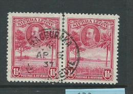 Sierra Leone 1932 KGV 1&1/2d Rose Carmine Pair FU Magburaka Cds - Sierra Leone (...-1960)