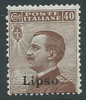 1912 EGEO LIPSO EFFIGIE 40 CENT MNH ** - M54-6 - Egée (Lipso)