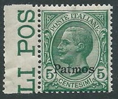 1912 EGEO PATMO EFFIGIE 5 CENT MNH ** - M56-4 - Aegean (Patmo)