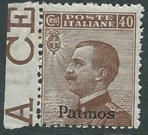 1912 EGEO PATMO EFFIGIE 40 CENT MNH ** - M56-5 - Egée (Patmo)