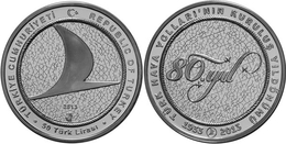 AC - 80th ANNIVERSARY OF TURKISH AIRLINES COMMEMORATIVE SILVER COIN TURKEY 2013 PROOF UNCIRCULATED - Unclassified
