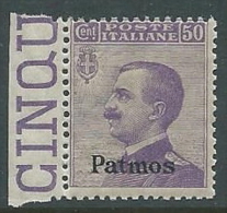 1912 EGEO PATMO EFFIGIE 50 CENT MNH ** - M57-5 - Egée (Patmo)