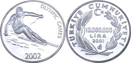 AC - SKI 2002 SALT LAKE WINTER OLYMPIC GAMES No#1 COMMEMORATIVE SILVER COIN TURKEY 2001 UNCIRCULATED  PROOF - Non Classés