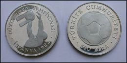 AC - 1982 SPAIN FIFA WORLD FOOTBALL CUP No#2 SILVER COIN TURKEY UNC PROOF - Zonder Classificatie