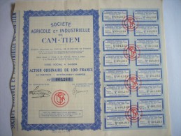 Action Titre Bons Indochine Cochinchine Saigon - Société Agricole Et Industrielle De Cam-Tiem 1936 - Asien