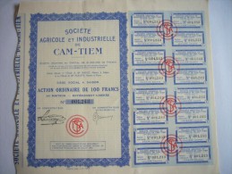 Action Titre Bons Indochine Cochinchine Saigon - Société Agricole Et Industrielle De Cam-Tiem 1936 - Asie