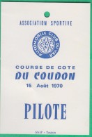 Automobile - Carte Pilote  - Automobile Club Du Var - Course De Cote Du Coudon (Toulon) - Autosport - F1