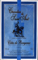 ETIQUETTE De VIN  " CHEVALIERS De SAINT AVIT 1996 " - Côtes De Bergerac 12° - 75cl - Très Bon Etat - - Bergerac