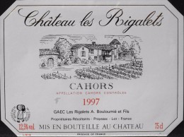 ETIQUETTE De VIN  " CHÂTEAU Les BIGALETS - CAHORS 1997 " 12,5° - 75cl - En Très Bon Etat - - Cahors