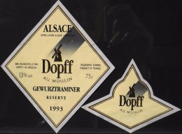 ETIQUETTE De VIN  " ALSACE DOPFF Au MOULIN 1993 " - GEWURZTRAMINER 13° - 75cl - Médaille De Bronze - En  Bon état - - Gewurztraminer